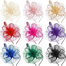 Tigeen 9 Pcs Fascinator for Women Tea Party Hat Headband Cocktail Veil Flower...