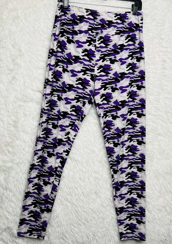 Lote de 3 leggings lularoe TC para mujer talla alta y azul curvilíneo/púrpura/rojo/negro Foto 3 de 4
