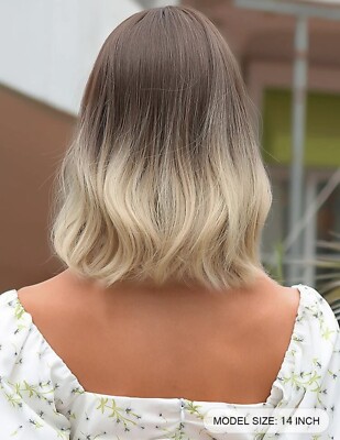 Perruque Synthétique Blonde Dorée - Carré Court Avec Frange - Longueur 35 Cm - Taille Moyenne
