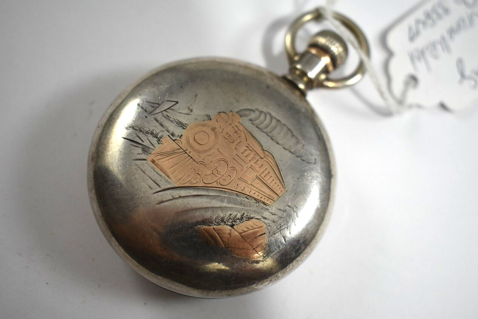 Vintage Aurora Watch Co 18s 15J OF Pocket Watch w/Sterling Silver Case