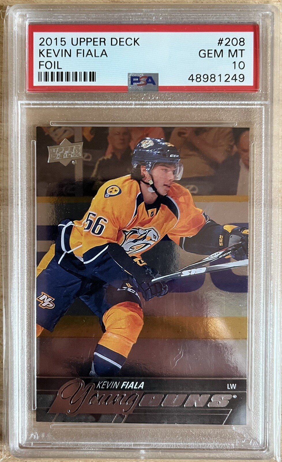 2015 Upper Deck #208 Kevin Fiala Young Guns Silver Foil PSA 10 Gem Mint Rookie