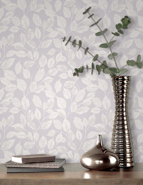 Rasch Motivo Floreale A Foglie Carta Da Parati Moderno Argento Metallizzato