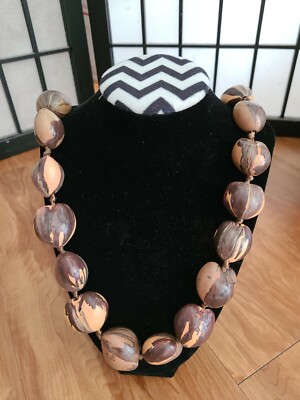 Graduation Wedding Party Luau Hawaiian Painted Brown Marble Kukui Nut Lei