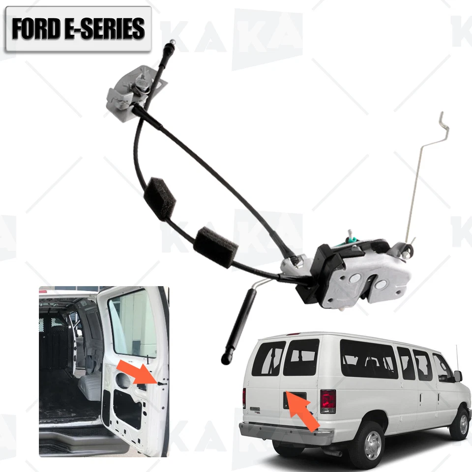 Rear Door Latch Assembly W/ Cable Rod for 92-19 Ford Econoline E150 E250 E350 - Image 2 of 4
