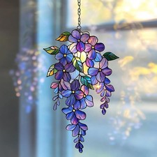 Wisteria Branch Acrylic Holographic Suncatcher Gift for Mom Floral Window Decor