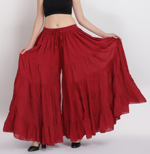 Women Casual Wide Palazzo Pant Solid Color 4 tier Elastic Waist Trouser Mix Lot