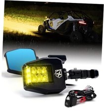UTV Side Mirrors 2025 New Aluminum w/Amber LED Spot Light for 1.75" Amber Lens