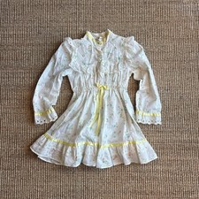 Vintage Peaches n Cream Girls Size 2T Eyelet Floral Dress Cottage/Prairie