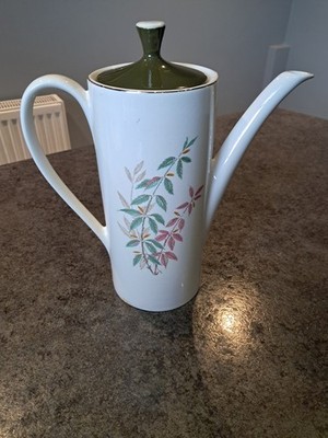 Vintage Myott Keramik Kaffeekanne: Blattmuster.