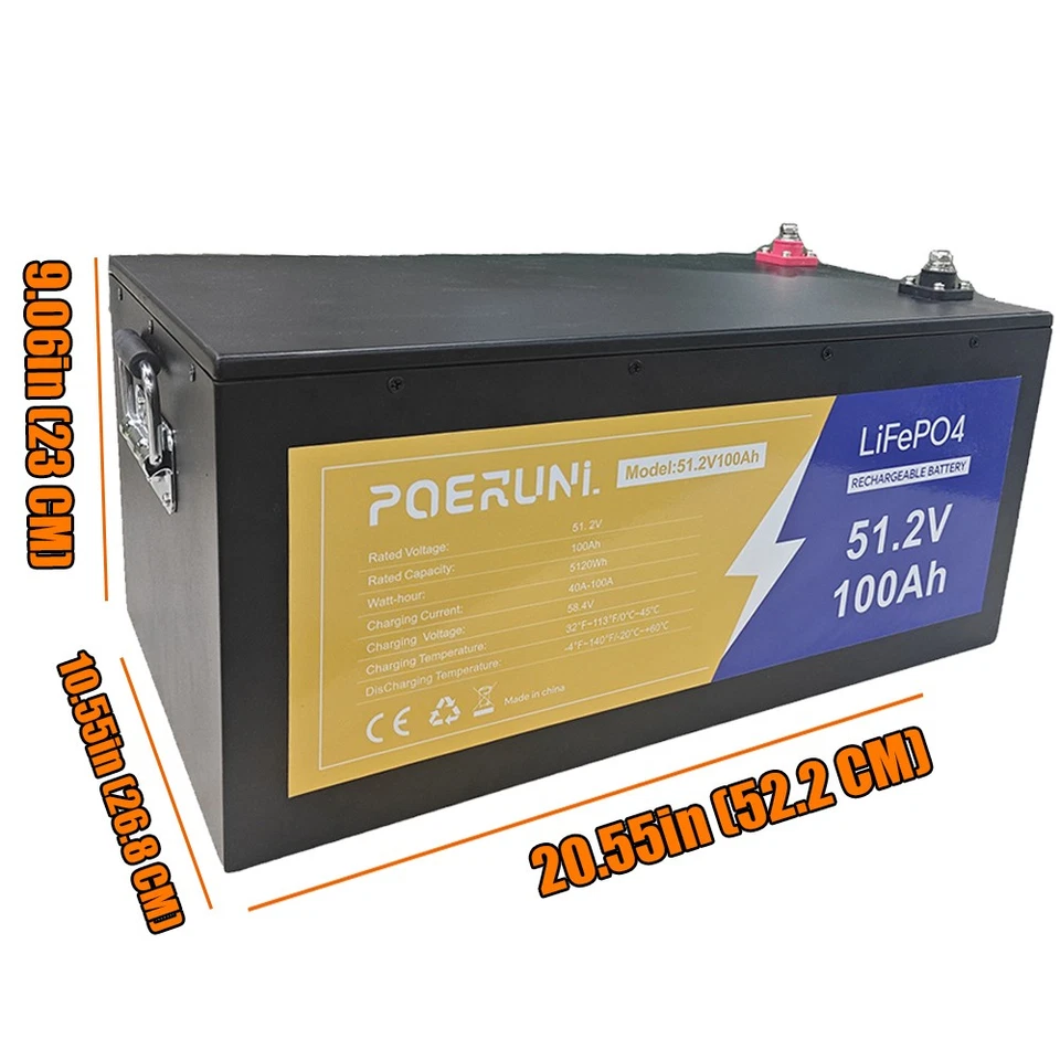 48V 100Ah LiFePO4 Lithium Battery Built-in BMS Deep Cycle For Golf Cart Marine - Image 2 of 4