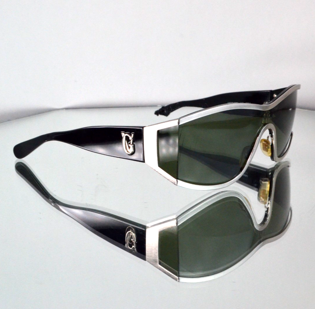 RARE Gianni Versace Sunglasses Silver/Black/Green Lens  display picture 3