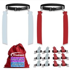 Trained Adjustable Flag Football Belt Set, One Size Fits All Red and White Set