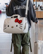 Sanrio Hello Kitty White Duffle Bag Travel Carry On Luggage Overnight Weekender