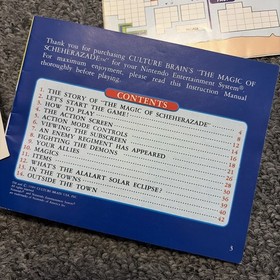 1989 The Magic of Scheherazade Culture Brain Nintendo NES  CIB Manual Untested