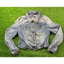 Mossimo Supply Co. Women's L Blue Denim Jean Jacket Trucker Utility Y2K Vtg