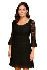 Vtg Y2K Dressbarn Midi Dress 20 Lace Sheet Fairy Grunge Whimsigoth Black Witchy