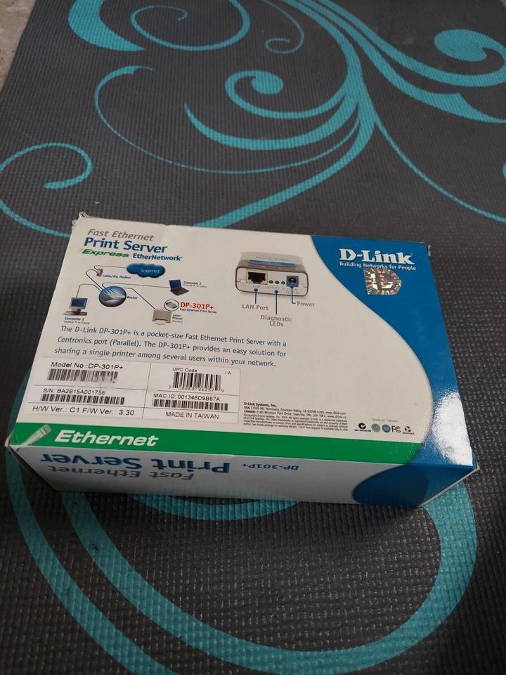 D-Link (DP-301P+) Fast Ethernet Parallel 1 Centronics Port Print Server open Box - Image 4 of 4