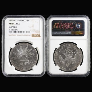 1897GO RS Mexico 8R Silver NGC AU DETAILS