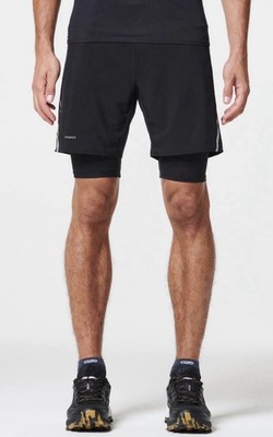 Evadict Men s S 2 in 1 Black Comfort Trail Running Shorts w/Tights 7  Athletic