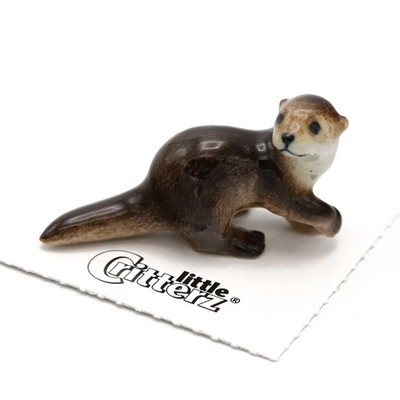 Little Critterz Otter - River Otter ''Glide'' - Miniature Porcelain Figurine