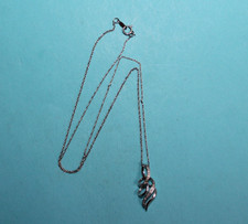 Sterling Silver Designer Openwork Swirl Diamond Pendant Necklace 19"  075GCM 