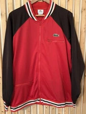 Vintage Lacoste Sport Track Jacket France Red Brown Mens 7 (US size 2XL) Zips