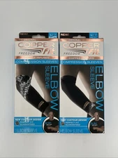 Copper Fit Compression Elbow Sleeve, Unisex, Size Large 10"-12", Lot of 2