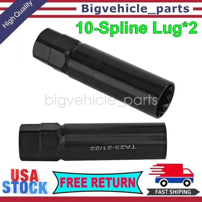 2PCS TA23-21/22 Premium 10-Spline Lug Nut Tool Key Truck 13/16, 7/8 Hex Drive