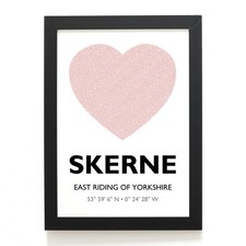 A4 PRINT - Skerne, East Riding of Yorkshire - Word Heart Design - TA0455