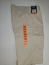 GAP WOMEN'S TWILL CARGO PANTS ELASTIC WAIST 6 POCKETS PULL-ON TAN XXL NWT