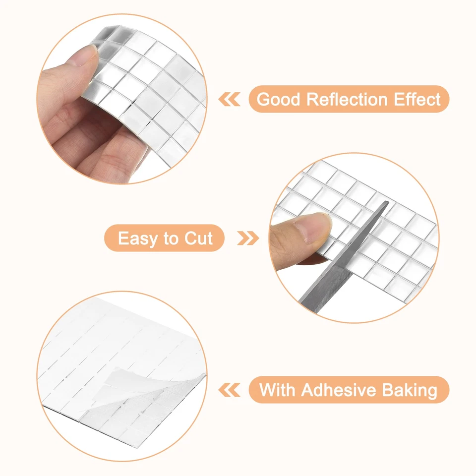 600Pcs 10 x 10mm Self-Adhesive Disco Tiles Mosaic Mirror Tiles, Silver - Image 4 of 4