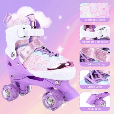 LED Inline Skates 4in1 Rollschuhe ABEC7 Einstellbare Inliner Rollen 32-36
