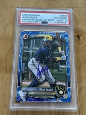 120/125 Jesus Made PSA 10 2025 Bowman Autograph Blue Pattern Brewers Rookie BP66