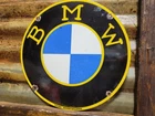 VINTAGE BMW PORCELAIN SIGN OLD GERMAN AUTOMOBILE MANUFACTURER GERMANY LUXURY CAR
