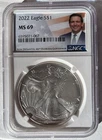 2022 AMERICAN SILVER EAGLE COIN NGC MS69 DeSantis 1 OZ .999 SILVER