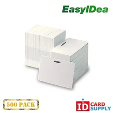 Pack of 500 White CR80 Standard Size PVC Cards with Slot Punch on Long Side by e