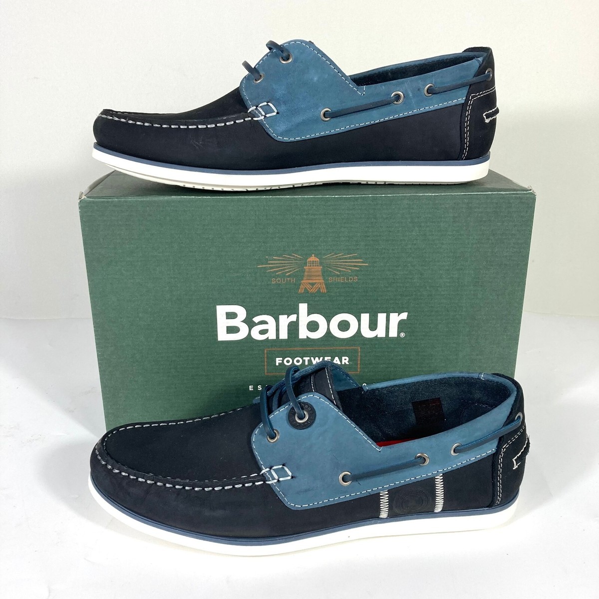 Barbour Mens Leather & Suede Wake Boat Shoes Washed Blue Size 12 NEW Barbour Barbour Mens Leather & Suede Wake Boat Shoes Washed  main image 3