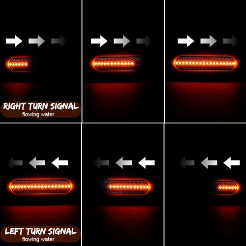 2x Red/Amber Square LED Truck Trailer Stop Turn Tail Brake Lights Flowing DRL - Foto 10 di 14