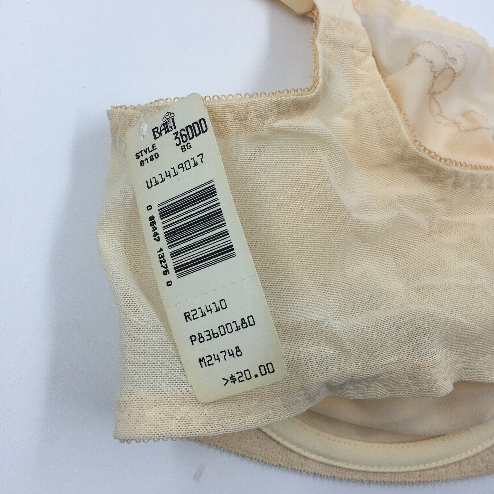 Vintage Bali embroidered underwire bra 36DDD, vintage 1988 style 180