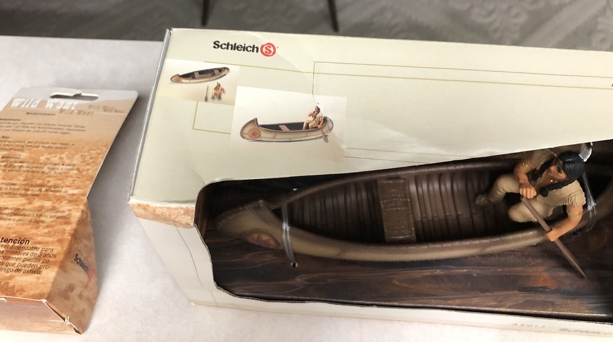 Schleich 42013 Indian In Canoe Figurine & 70309 Medizimann