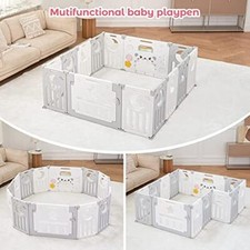 14 Panels Foldable Baby Playpen Kids Outdoor Indoor Baby Fence Activity Board