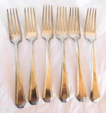 6 Dinner Forks - LINCOLN -  Silver Plate Flatware - Wm Rogers Mfg Co.  #P58