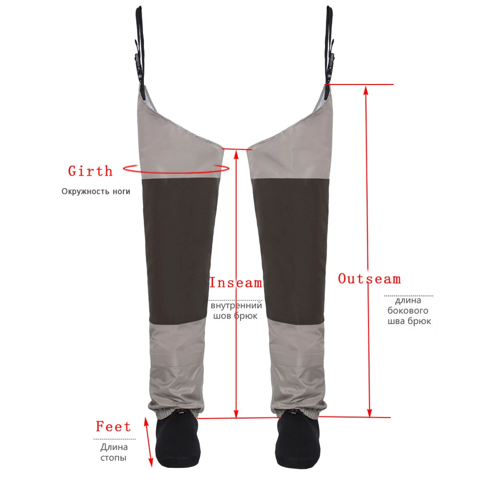 Fishing Waders Waterproof Leg Waders Pants Stockingfoot Hip Wader Thigh Waders - Image 3 of 4