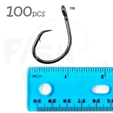 Fish WOW!® 100pcs Size 7/0 Fishing 4x strong Offset circle hook Short Shank NEW