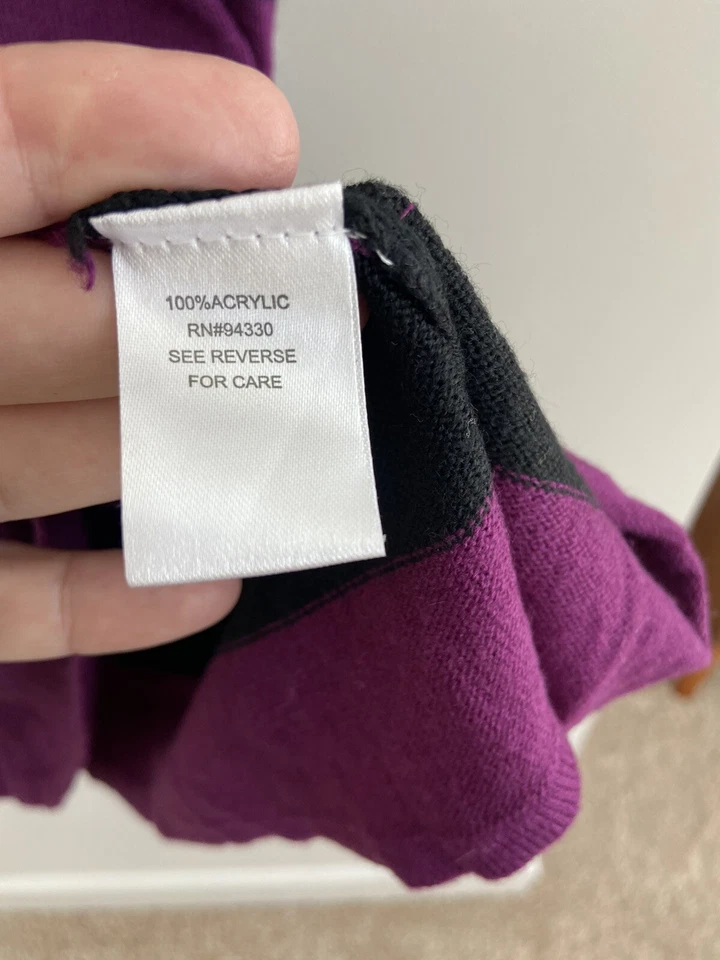 Suéter largo para mujer a rayas morado y negro manga corta cuello redondo talla l Foto 3 de 4