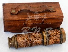 NAUTICAL LEATHER TELESCOPE MARINE ANTIQUE BRASS PIRATE SPYGLASS VINTAGE SCOPE