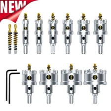 Upgraded 10Pcs TCT Hole Saw Kits for Metal,Tungsten Carbide Tipped Hole Saw Set