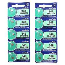 Murata 348 SR421SW Silver Oxide Watch Battery 10 Count - Replaces Sony 348