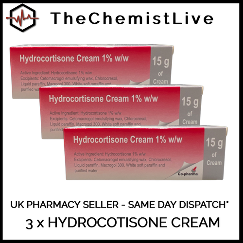 3x Hydrocortisone Cream 15g Swelling Itching Irritated Skin Rash