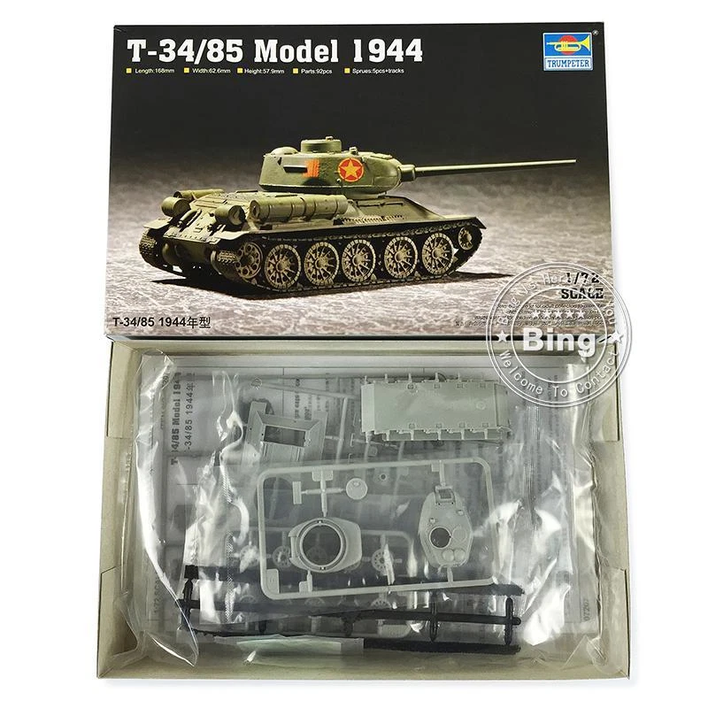 1/72 Trumpeter Plastic Soviet T-34/85 Model 1944 Tank Assembly 07207 Model - Image 3 of 4